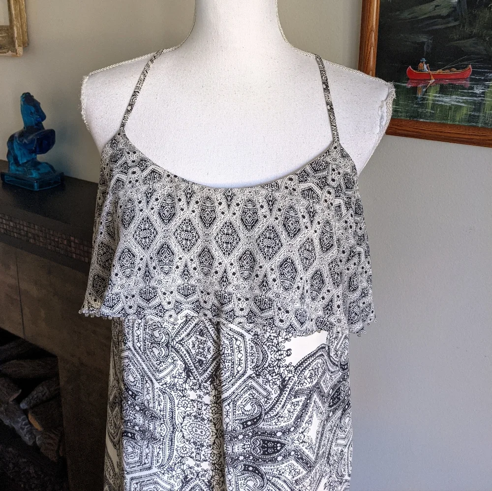 Anthropologie Fliese Maxi Dress Vanessa Virginia Wmns 2 Beaded Trim Flounce 158 - Picture 3 of 9